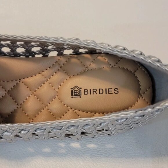 Birdies Silver Handwoven Vegan Leather Starling Loafer Flats - Picture 9 of 11